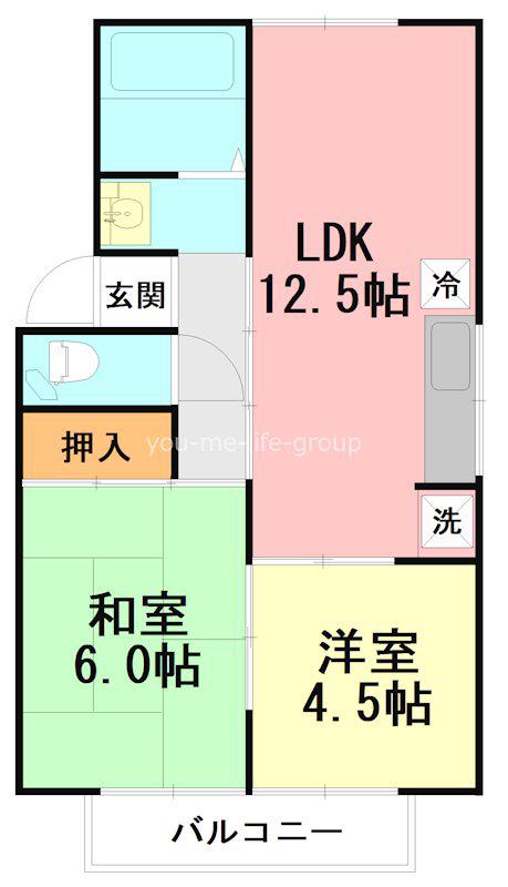 メゾン大井B(2LDK/2階)の間取り写真