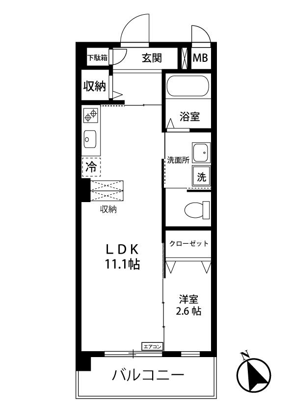 フィオーレ登戸(1LDK/4階)の間取り写真