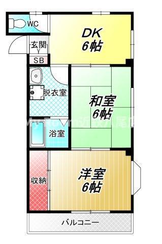 コーポサンサン(2DK/2階)の間取り写真