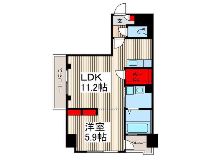 東川口弥生マンションDINKS(1LDK/5階)の間取り写真