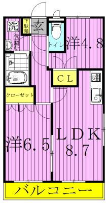 BEAMING II ビーミングII(2LDK/1階)の間取り写真