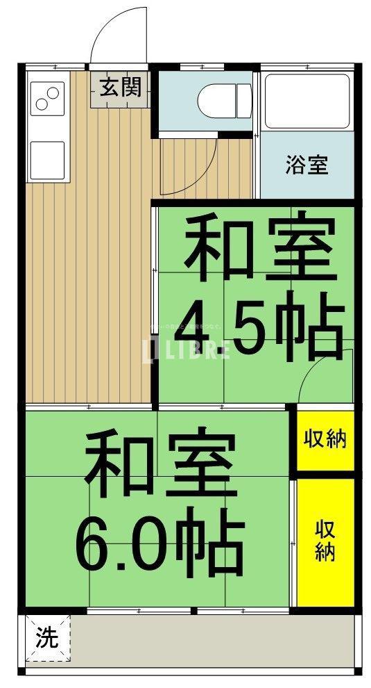 フラワーハイツ(2DK/1階)の間取り写真