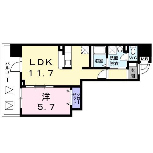 ルミナス(1LDK/9階)の間取り写真