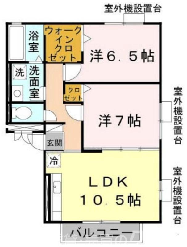 ソレイユ(2LDK/2階)の間取り写真