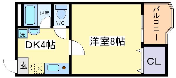 ヴァンテアン(1DK/2階)の間取り写真