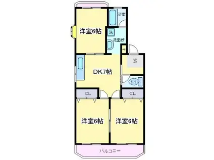 メゾン住吉(3DK/3階)の間取り写真