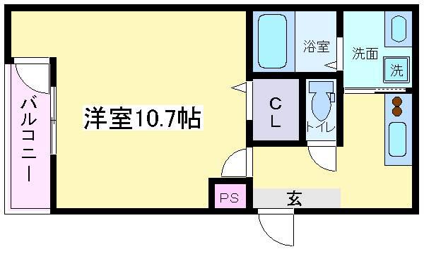 フジパレス山之内Ⅷ番館(1K/3階)の間取り写真