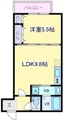 フジパレスあびこ駅北Ⅱ番館(1LDK/2階)の間取り写真
