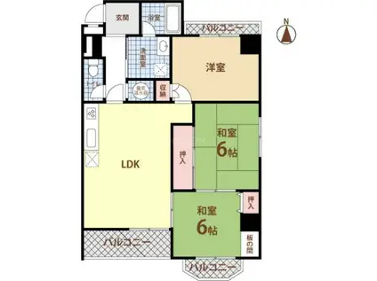 藤和新町コープ(3LDK/11階)の間取り写真