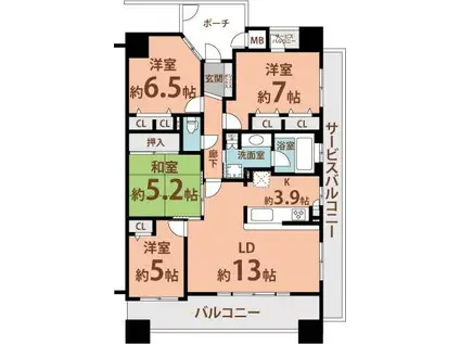 キングマンション弁天町みなとヴェレーラ(4LDK/11階)の間取り写真