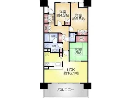 タイムズピーススクエア セントラルパークシティ(3LDK/16階)の間取り写真