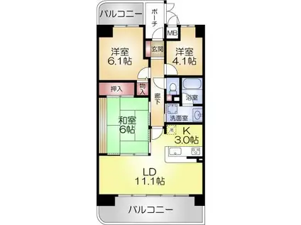 キングマンション都島2(3LDK/10階)の間取り写真