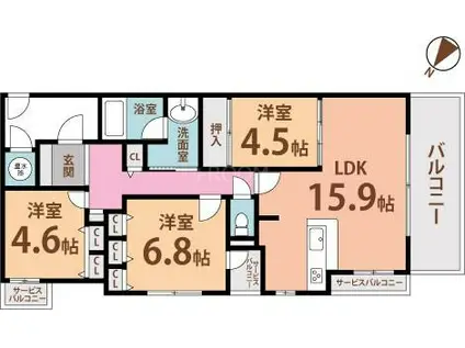 アウレリア上新庄エスタシティ(3LDK/10階)の間取り写真