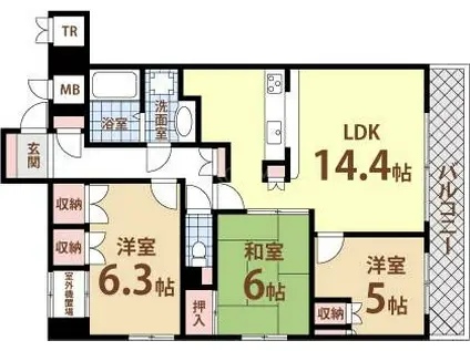 ファインベール守口(3LDK/6階)の間取り写真