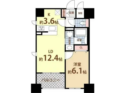 ウィズなんば(1LDK/7階)の間取り写真