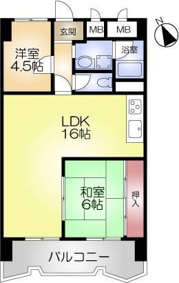 朝日プラザ都島(2LDK/9階)の間取り写真