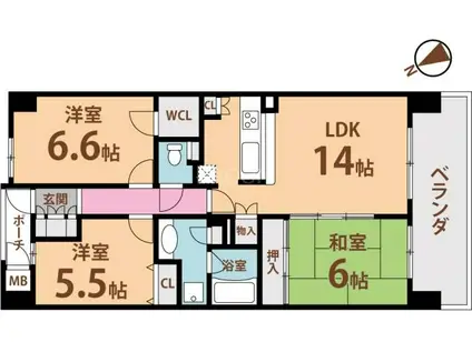 リバーガーデン出来島PL(3LDK/14階)の間取り写真