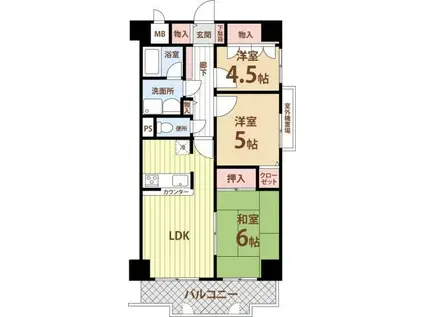 ベル・アーバニティ東住吉PL(3LDK/3階)の間取り写真