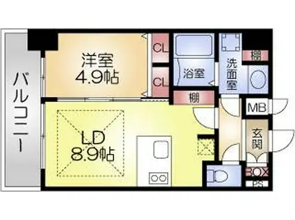 プレサンス阿波座ステーションフロントPL(1LDK/7階)の間取り写真