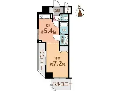 エイペックス内本町(1DK/7階)の間取り写真