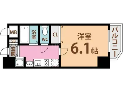 プレサンス中之島公園グラシアPL(1K/10階)の間取り写真