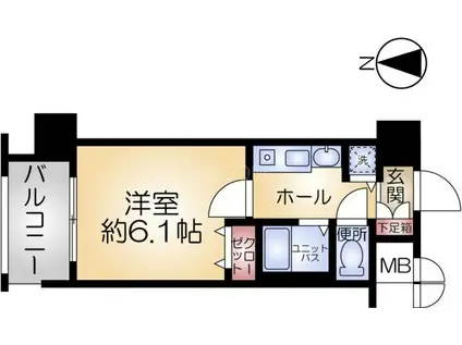 プレサンス大手前パークサイドⅡPL(1K/5階)の間取り写真