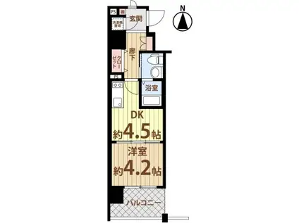 レジュールアッシュ京橋CROSSⅡPL(1DK/地下階)の間取り写真