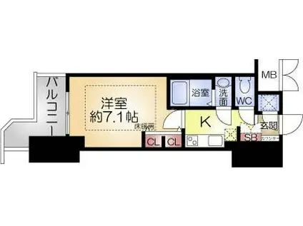 レジュールアッシュ梅田レジデンスPL(1K/5階)の間取り写真