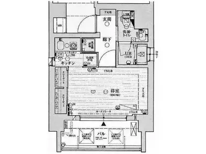 レオンコンフォート谷町六丁目FNA(1K/地下階)の間取り写真