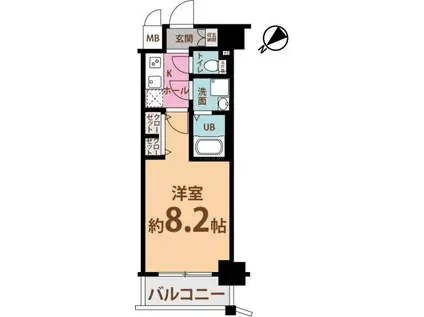 サムティ中之島ウエストPL666(1K/地下階)の間取り写真