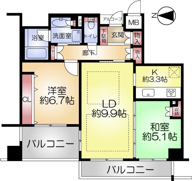 リーベスト千里中央PL(2LDK/6階)の間取り写真