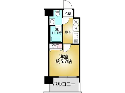 レオンコンフォート新梅田ⅡUMM(1K/地下階)の間取り写真