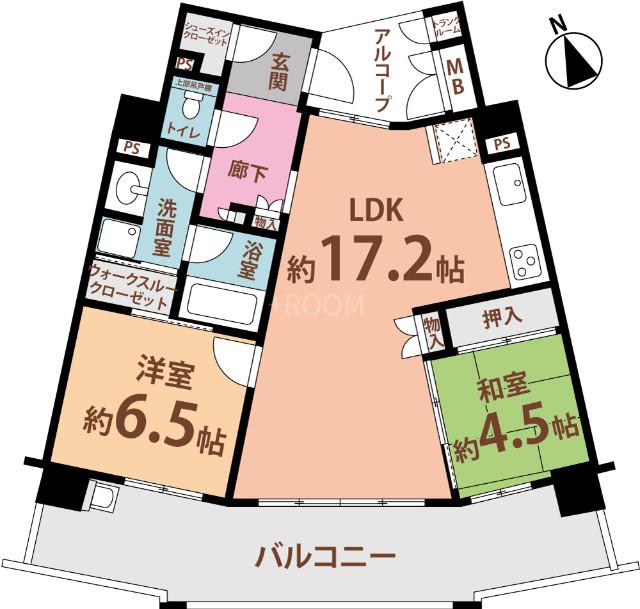 ジオ千里中央フォレストカーサG棟PL(2LDK/地下階)の間取り写真