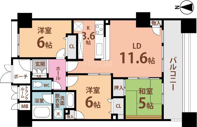 ディナスティ東大阪アテンシアシティPL(3LDK/地下階)の間取り写真