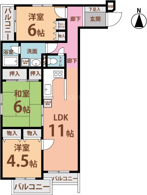 ダイアパレス豊中本町PL(3LDK/地下階)の間取り写真