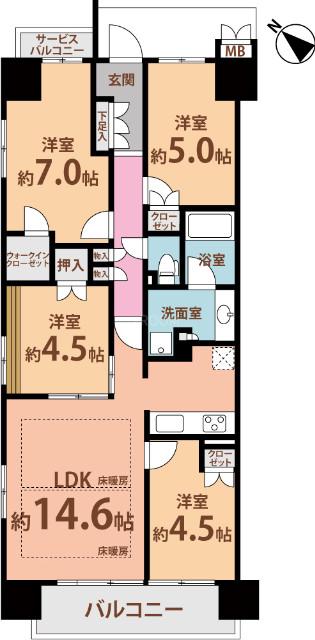 シャリエ摂津三島PL(4LDK/地下階)の間取り写真