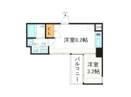 アドバンス心斎橋NEXTUREFNA(1DK/地下階)の間取り写真