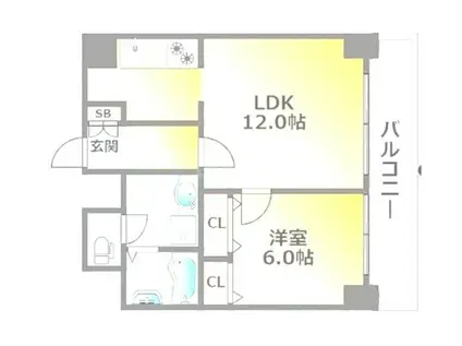 CITYLIFEクラウンハイム長堀通FNA(1LDK/地下階)の間取り写真