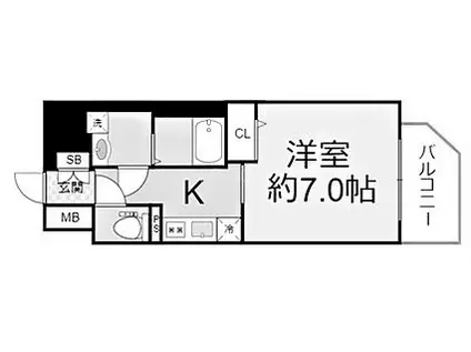 ワールドアイ天王寺ミラージュFNA(1K/地下階)の間取り写真