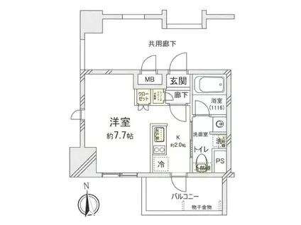 リビオレゾン北浜天満橋FNA(ワンルーム/地下階)の間取り写真