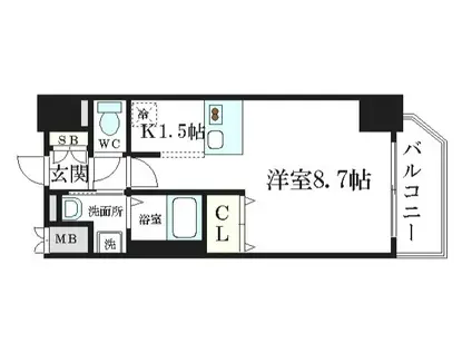プレサンス梅田北パワーゲートFNA(1K/地下階)の間取り写真