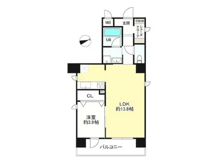 エグゼ真田山FNB(1LDK/地下階)の間取り写真