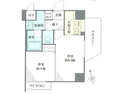 アドバンス難波南FNA(1LDK/地下階)の間取り写真