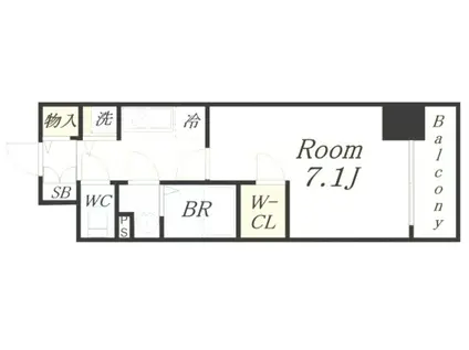 エスプレイス大阪ガルフレジデンスFNA(1K/地下階)の間取り写真