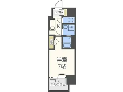 レジュールアッシュ桜宮リバーテラスUMM(1K/地下階)の間取り写真