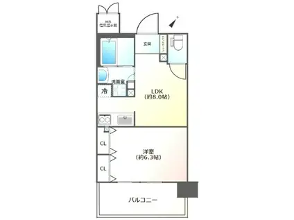 ディナスティマチュレ吹田千里丘UMM(1LDK/地下階)の間取り写真