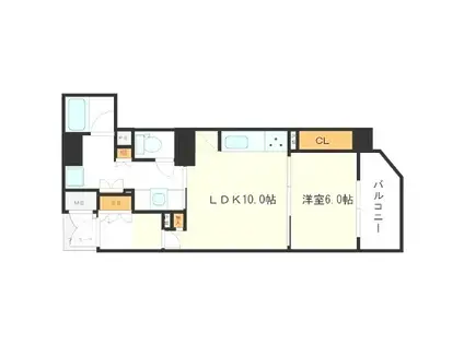 エスリード上本町グラセントUMM(1LDK/地下階)の間取り写真