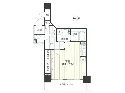 エンゼルシティフラッツ心斎橋北UMM(ワンルーム/地下階)の間取り写真