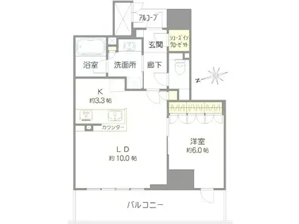 ジオ釣鐘町UMM(1LDK/地下階)の間取り写真
