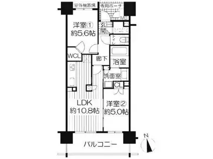 クオリア松屋町UMM(2LDK/地下階)の間取り写真